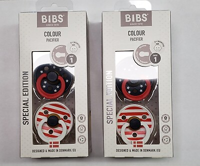 #ad 2 Bibs Colour Collection Special Edition Round Pacifier NIB infant Size 1