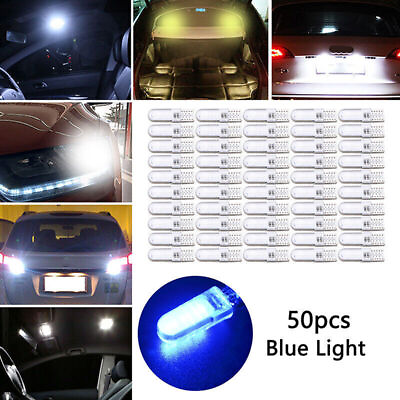 #ad 50pcs T10 194 W5W COB 2835 SMD 12LED Car License Light Bulb Super Bright Blue
