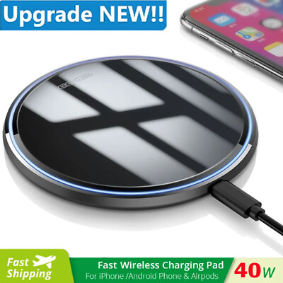 #ad 40W Wireless Fast Charger Charging Pad Dock for Samsung iPhone Android Phone