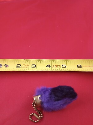 #ad Vintage Soft Purple Rabbits Foot Keychain Key Ring Chain Fob Hangtag *170 D