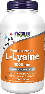 #ad NOW Foods L lysine Tablets 1000mg 250 Count EXP 04 2028