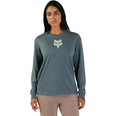 #ad Fox Racing Womens Fox Head T Shirt Long Sleeve Top Tee Oversized Fit Citadel