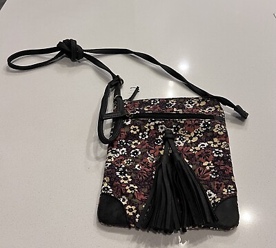 #ad Crossbody Fabric Bag Purse Floral Print With Faux Leather Tassel amp; Strap