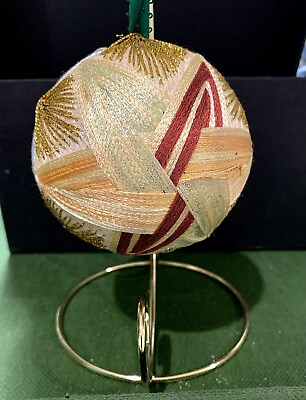 #ad Vtg Handmade Japanese Temari Itomari Embroidered Silk Ball.