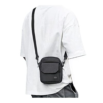 Black Small Side Shoulder Bag Crossbody For Men Women Mini Messenger Bag Satchel