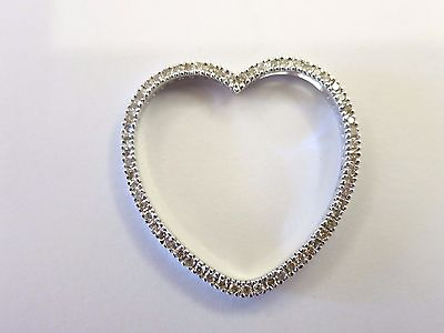 #ad Round Cut Diamond Heart Pendant 14K White Gold .70 PTS.