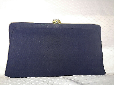 #ad #ad Purse JR USA Evening Clutch Dark Navy Blue Vintage Pocketbook Handbag with Clasp