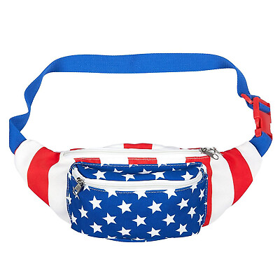 #ad American Flag Fanny Pack USA Waist Pack with Adjustable Straps 15 x 5 x 3 In
