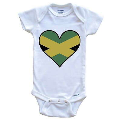 #ad Jamaican Flag Bodysuit Cute Jamaican Flag Heart Jamaica Baby Bodysuit