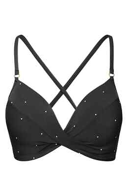 #ad Robin Piccone Jennie Twist Black Bikini Top Size M L50953