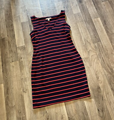 #ad Banana Republic Blue Red Striped Mini Dress Size 6 Office Cocktail Party