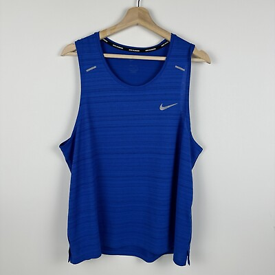 #ad Nike Dri Fit Miler Running Tank Top Sleeveless Blue Mens Large L