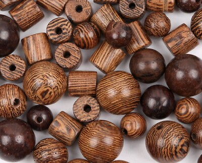 #ad Brown Cylindrical Round Wood Beads Spacer Wooden Jewelry Making Bracelet Beads