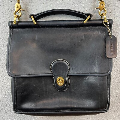 #ad Vintage Coach Leather 9927 Willis Shoulder Leather Bag Black
