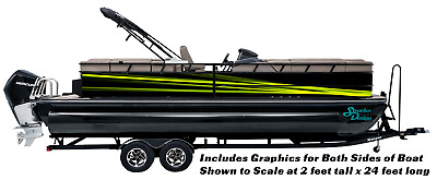 #ad Glowing Green Neon Lines Graphic Kit Decal Fishing Boat Wrap Pontoon Vinyl