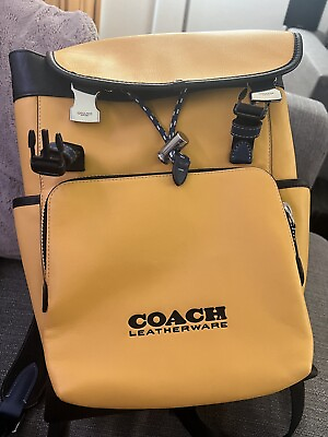 #ad Coach league Yellow Leather Backpack No:L2144 C5342