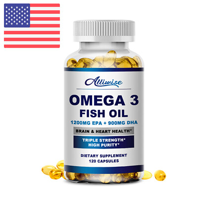 #ad 120 Pills Omega 3 Fish Oil Capsules 3x Strength 3600mg EPA amp; DHA Highest Potency