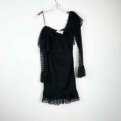 #ad NICHOLAS NWOT One shoulder ruffle trimmed pointelle knit mini dress Size 0