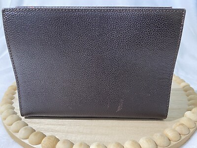#ad BALLY Vintage Unisex brown leather business clutch amp; detachable wristlet