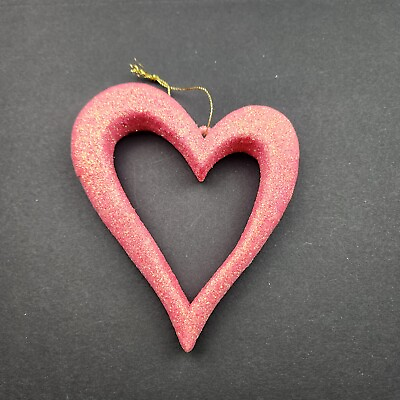 #ad Valentine#x27;s Day Pink Heart Glittery Foam Ornament