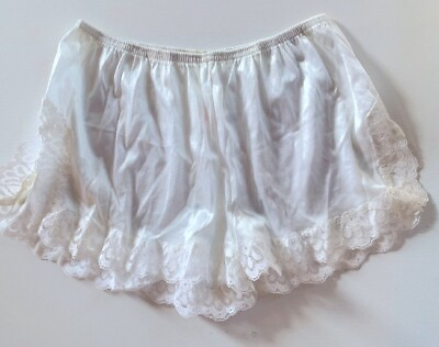 #ad VTG Lace Bridal Shorts Blush Size Medium White Bloomers Lingerie