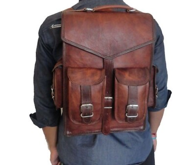 Genuine Leather Messenger Vintage Satchel Men#x27;s Laptop Briefcase New Brown Bag $49.21