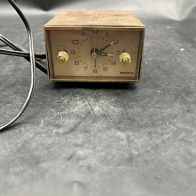 #ad Vtg. 1950#x27;s Tensor MCM Alarm Clock Task Lamp Wood Grain Brown Parts