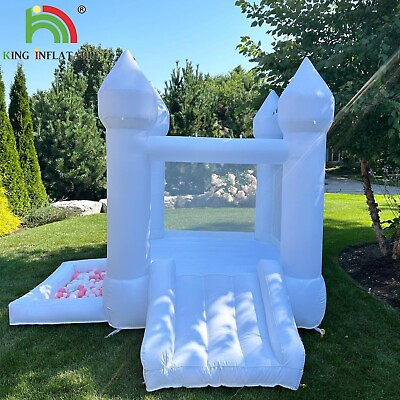 #ad 9x9x7FT 100% PVC White Inflatable Bounce House Bouncy Castle For Kids Party