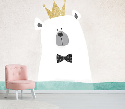 #ad 3D Cute Crown Bear 6452NA Wallpaper Wall Mural Removable Self adhesive Fay