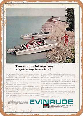 #ad METAL SIGN 1965 Two Wonderful New Ways to Get Away from It All Evinrude