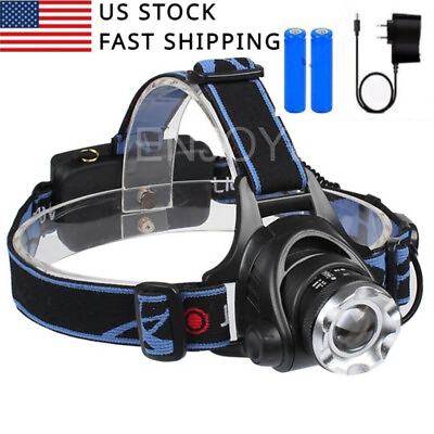 #ad 25000LM LED Headlamp Rechargeable Headlight Zoomable Head Torch Lamp Flashlight