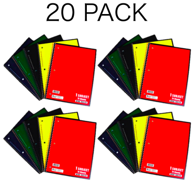 #ad Norcom 1 Subject Notebook Spiral College Ruled 70 Sheets Assorted Colors 20 PACK