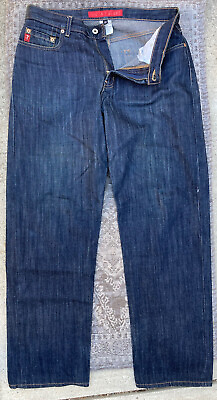 #ad Men#x27;s Guess Jeans USA Blue Straight Leg Jeans 32 Iconic Zip 80s 90s Y2K Design