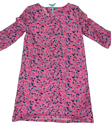 #ad Vineyard Vines Whale Swirl Shift Dress Malibu Pink Aqua Blue Girls M 10 12