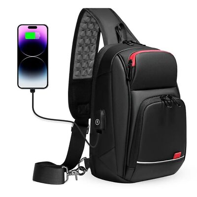#ad 9.7quot; iPad Crossbody Shoulder Bag for Men USB Charging Chest Pack For Male