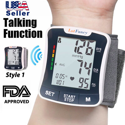 #ad Wrist Blood Pressure Monitor BP Cuff Heart Rate Pulse Sphygmomanometer w Voice