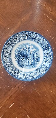 #ad 8 Vintage LIBERTY BLUE OLD NORTH CHURCH COFFEE SAUCER