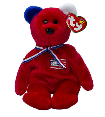 #ad Ty Beanie Baby America red MWMT Bear