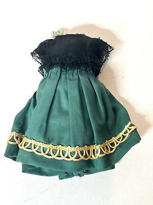 #ad Antique Vintage Madame Alexander 8” Swiss Doll Green And Black Dress Pantaloon