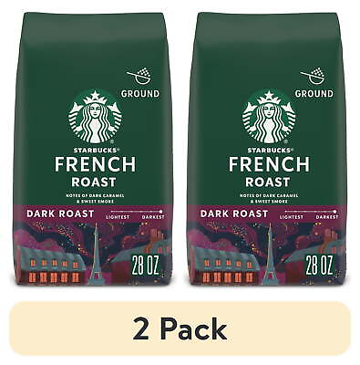 #ad 2 Pack Starbucks Arabica Beans French Roast Dark Roast Ground Coffee 28 Oz