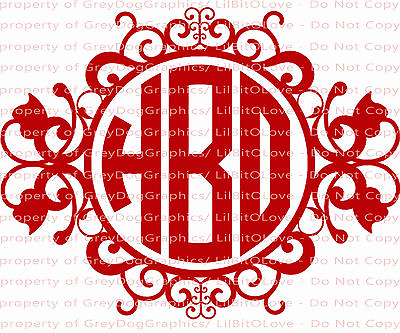 #ad Custom Ornate Circle Monogram Decal Your Initials 3 Letters Personalized Sticker