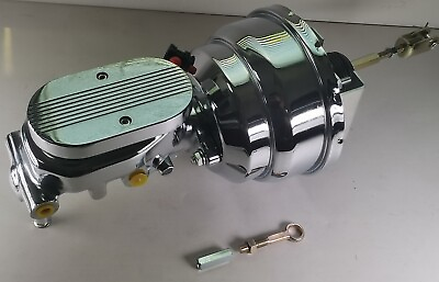 #ad Chrome 8quot; Dual Power Booster Milled Master Cylinder amp; Straight Bracket Kit