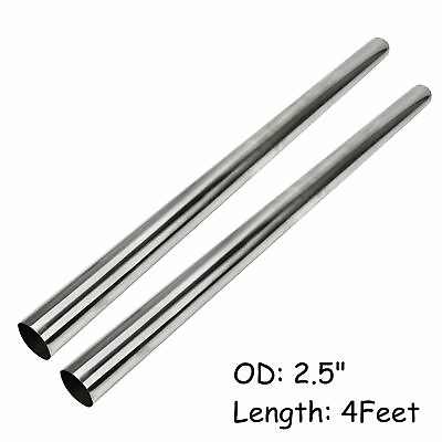 #ad 2PCS 2.5quot; Inch Stainless Steel Straight Exhaust Pipe Tube Piping Tubing 4FT