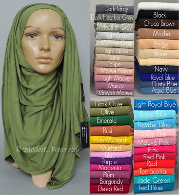 #ad Premium Cotton Jersey Hijab Scarf Shawl Wrap Islam Muslim Medium 180X65cm