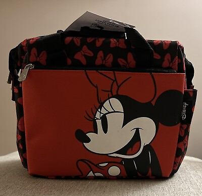 #ad NEW DISNEY MINNIE MOUSE BLACKRED BOWZIPINSULATED NYLON LUNCH COOLER NWT