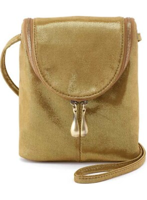 Hobo International Gold Fern Crossbody Bag Pockets phone case purse $64.00