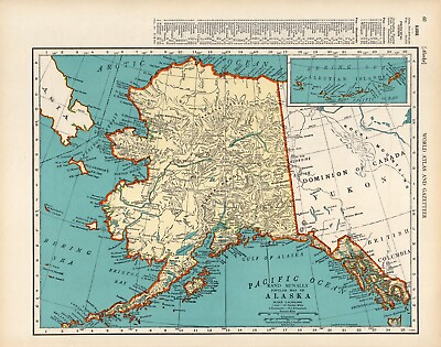 #ad 1937 Antique ALASKA State Map Vintage 1930s Map of ALASKA Gallery Wall Art 9860