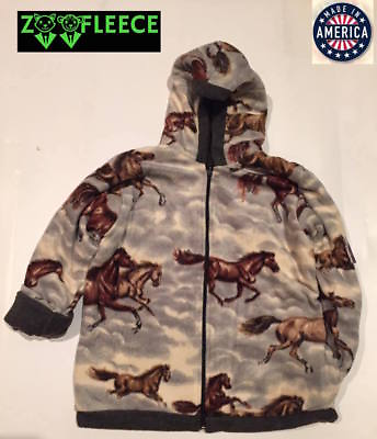 #ad ZooFleece Horse Cloud Winter Horses Kids Boys Girls Jacket Hooded Coat Child