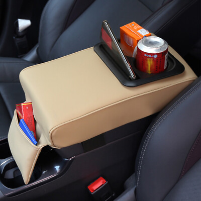 #ad US Car SUV Armrest Cover Cushion Center Console Armrest Pillow Cup Holder ×1PCS