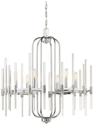 #ad Chandelier 6 Light Chrome in Transitional Style 30.25 inches tall by 26 inches